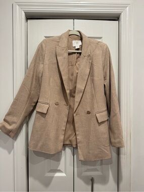 House of Harlow 1960 Neutral Beige Single-Breasted Blazer